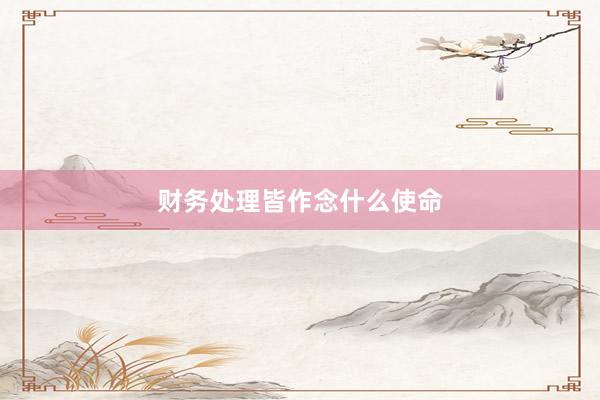 财务处理皆作念什么使命