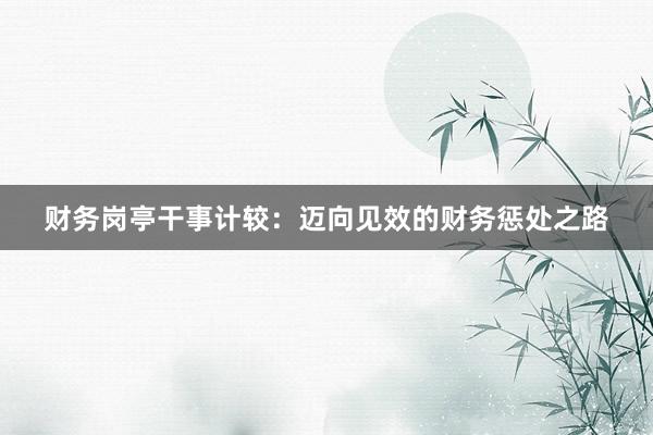 财务岗亭干事计较：迈向见效的财务惩处之路