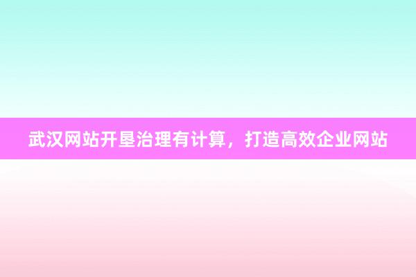 武汉网站开垦治理有计算，打造高效企业网站